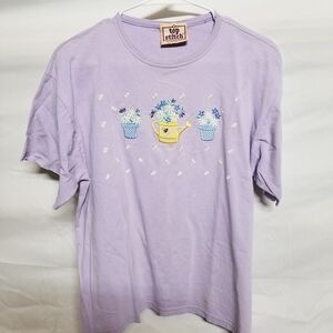Top Stitch Lavender Kids T-Shirt with Floral Embroidery